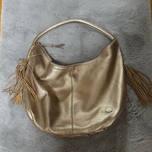 Vince Camuto Leather Metallic Gold Hobo Bag